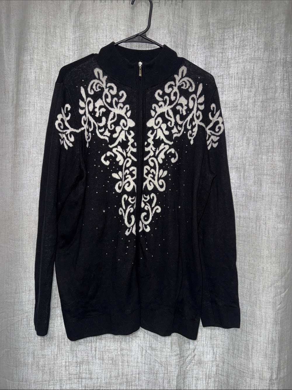 CJ Banks Embellished Full-Zip Cardigan Sweater